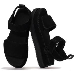 imageProject Cloud Genuine Leather Platform Sandals Women  Memory Foam Insole Slip Resistant Chunky Womens Sandals with adjustable straps  Stylish Women Footwear BronzestarBlack Suede
