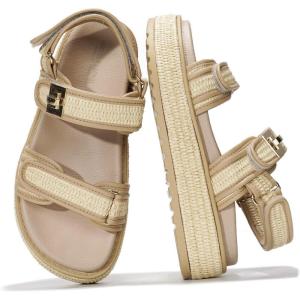 imageProject Cloud Genuine Leather Platform Sandals Women Footwear  Comfortable and Adjustable Strappy Summer Sandals for Women 2025  Memory Foam and NonSlip Slingback Beach SlidesHigh Platform Raffia