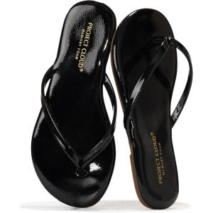 imageProject Cloud Kids Sandals For Girls Footwear with Memory Foam Insole Kids Flip Flops  Lightweight ampamp Slip Resistant Girls Sandals Summer Beach Essentials Little FoundationsBlack Patent