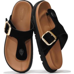 imageProject Cloud Platform Summer Sandals for Women 2025  Comfortable and Adjustable Straps Summer Slides with Memory Foam Insole  NonSlip Casual Womens SandalsThong Black