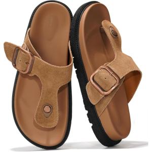 imageProject Cloud Platform Summer Sandals for Women 2025  Comfortable and Adjustable Straps Summer Slides with Memory Foam Insole  NonSlip Casual Womens SandalsThong Chestnut