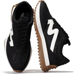 imageProject Cloud Trendy Sneakers for Women  Memory Foam and NonSlip Comfortable Casual Ladies Shoes for Womens Fashion Sneakers  Lightweight Laceup Shoes LeccoBlack Mesh