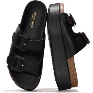 imageProject Cloud Wedge Platform Sandals For Women 2025  Memory Foam Insole ampamp Cork Footbed Platform Heel Slides for Women Footwear  Beach Essential Womens Sandals SoftyBlack