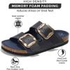 imageProject Cloud Genuine Leather Flat Sandals for Women 2025 Comfortable Beach Essentials Womens Sandals Memory Foam Vacation Essentials Slides for Women Footwear SantoriniNavy