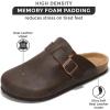 imageProject Cloud Mens Clogs  Full Grain Genuine Leather Memory Foam Clogs for Men Arch Support Cork Footbed  Non Slip Platform Mules BrooklynChocolate Distressed