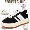 imageProject Cloud Platform Girls Sneakers  Lightweight Memory Foam Insole Laceup Kids Shoes with Trendy Styles  NonSlip Fashion Platform Boys and Girls Shoes Little NitaBlack