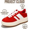 imageProject Cloud Platform Girls Sneakers  Lightweight Memory Foam Insole Laceup Kids Shoes with Trendy Styles  NonSlip Fashion Platform Boys and Girls Shoes Little NitaRed