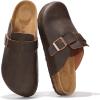imageProject Cloud Mens Clogs  Full Grain Genuine Leather Memory Foam Clogs for Men Arch Support Cork Footbed  Non Slip Platform Mules BrooklynChocolate Distressed