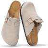 imageProject Cloud Mens Clogs  Full Grain Genuine Leather Memory Foam Clogs for Men Arch Support Cork Footbed  Non Slip Platform Mules BrooklynGrey Suede