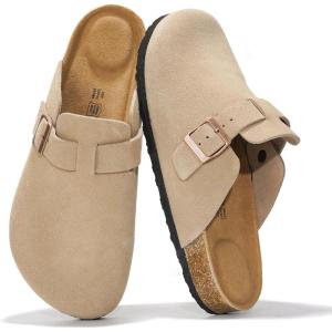 imageProject Cloud Mens Clogs  Full Grain Genuine Leather Memory Foam Clogs for Men Arch Support Cork Footbed  Non Slip Platform Mules BrooklynSand Suede