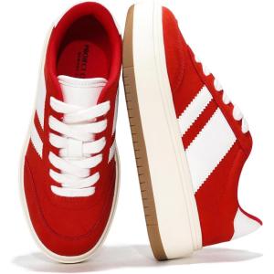 imageProject Cloud Platform Girls Sneakers  Lightweight Memory Foam Insole Laceup Kids Shoes with Trendy Styles  NonSlip Fashion Platform Boys and Girls Shoes Little NitaRed