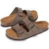 imageProject Cloud Genuine Leather Mens Sandals with Memory Foam Natural Cork Footbed Slides for Men Footwear  NonSlip DoubleStrap Buckle Summer Sandals ArizonaTaupe Suede
