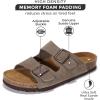 imageProject Cloud Genuine Leather Mens Sandals with Memory Foam Natural Cork Footbed Slides for Men Footwear  NonSlip DoubleStrap Buckle Summer Sandals ArizonaTaupe Suede