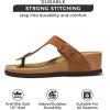 imageProject Cloud 100 Genuine Leather Womens Sandals Wedge Arizona Sandals Women  Wedge Sandals ampamp Slippers  Memory Foam  Women footwear Beach Essentials TStrap Wedges Belize Chestnut 11