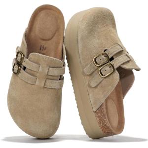 imageProject Cloud 100 Genuine Leather Clogs for Women  Wedge Womens Clogs Platform Sandals with Memory Foam Insole  Heeled Mules for Women 2025 StephiNude