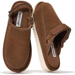 imageProject Cloud Genuine Suede Kids Clogs with Back Strap  Memory Foam and Lightweight Slipon Boys and Girls Sandals with Adjustable Straps  NonSlip Clogs for Kids Sandals Little GoldstarMocha Suede
