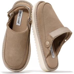 imageProject Cloud Genuine Suede Kids Clogs with Back Strap  Memory Foam and Lightweight Slipon Boys and Girls Sandals with Adjustable Straps  NonSlip Clogs for Kids Sandals Little GoldstarSand Suede