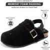 imageProject Cloud Genuine Leather Mini Clogs for Kids  Memory Foam Unisex and NonSlip Kids Clogs ampamp Mules  Water Resistant Boys ampamp Girls Sandals with Cork Footbed ampamp Arch SupportBlack Fur Lined
