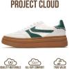 imageProject Cloud Platform Sneakers for Women Footwear  Memory Foam Insole Womens Shoes Lightweight and NonSlip Sole Lace Up Fashion Sneakers DodgeWhitegreen Stripe