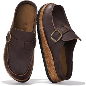 imageProject Cloud Genuine Leather MoccasinStyle Clogs for Women  Memory Foam and Water Resistant Mules Slipon  NonSlip and Durable Clogs Casual Shoes for Women Footwear CarlineBrown Distressed