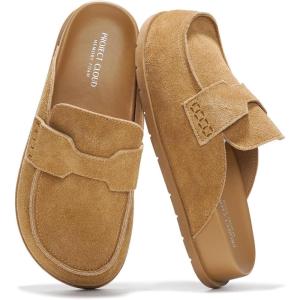 imageProject Cloud Genuine Suede Womens Clog  Memory Foam Arch Support NonSlip Sole Mules ampamp Clogs for Women Footwear  Platform Winter Shoes FoamyChestnut Suede