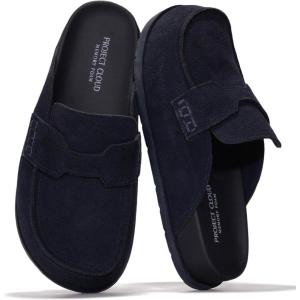 imageProject Cloud Genuine Suede Womens Clog  Memory Foam Arch Support NonSlip Sole Mules ampamp Clogs for Women Footwear  Platform Winter Shoes FoamyMidnight Suede