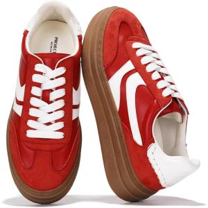 imageProject Cloud Platform Sneakers for Women Footwear  Memory Foam Insole Womens Shoes Lightweight and NonSlip Sole Lace Up Fashion Sneakers DodgeRed