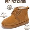 imageProject Cloud Genuine Leather Kids Boots  Lightweight FurLined Ankle Boots for Girls ampamp Boys with Memory Foam Insole  NonSlip Winter Kids Shoes NevadaChestnut Suede