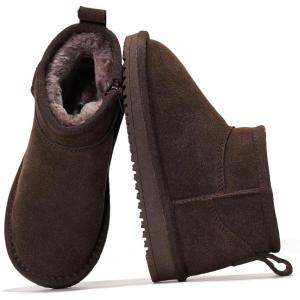 imageProject Cloud Genuine Leather Girls Boots  Lightweight ampamp Cozy Fur Ankle Boots with Memory Foam  Non Slip Kids Boots for Girls Perfect for Fall and Everyday WearChocobrown Suede