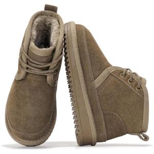 imageProject Cloud Genuine Leather Kids Boots  Lightweight FurLined Ankle Boots for Girls ampamp Boys with Memory Foam Insole  NonSlip Winter Kids Shoes NevadaTaupe Suede