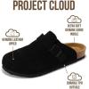 imageProject Cloud Mens Clogs  Full Grain Genuine Leather Memory Foam Clogs for Men Arch Support Cork Footbed  Non Slip Platform Mules BrooklynJet Black Suede