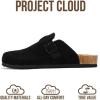 imageProject Cloud Mens Clogs  Full Grain Genuine Leather Memory Foam Clogs for Men Arch Support Cork Footbed  Non Slip Platform Mules BrooklynJet Black Suede