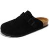 imageProject Cloud Mens Clogs  Full Grain Genuine Leather Memory Foam Clogs for Men Arch Support Cork Footbed  Non Slip Platform Mules BrooklynJet Black Suede