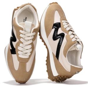 imageProject Cloud Trendy Sneakers for Women  Memory Foam and NonSlip Comfortable Casual Ladies Shoes for Womens Fashion Sneakers  Lightweight Laceup Shoes LeccoTan