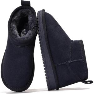 imageProject Cloud Genuine Leather Girls Boots  Lightweight ampamp Cozy Fur Ankle Boots with Memory Foam  Non Slip Kids Boots for Girls Perfect for Fall and Everyday WearNavy Suede