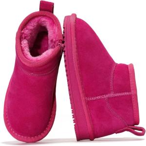 imageProject Cloud Genuine Leather Girls Boots  Lightweight ampamp Cozy Fur Ankle Boots with Memory Foam  Non Slip Kids Boots for Girls Perfect for Fall and Everyday WearFuschia Suede