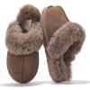 imageProject Cloud Genuine Leather Slippers for Women Footwear with Real Sheep Wool Lining Womens Clogs ampamp Mule  NonSlip IndoorOutdoor Scuff Womens Slippers with Memory Foam Insole HenkaTaupe
