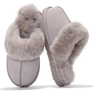 imageProject Cloud Genuine Leather Slippers for Women Footwear with Real Sheep Wool Lining Womens Clogs ampamp Mule  NonSlip IndoorOutdoor Scuff Womens Slippers with Memory Foam Insole HenkaGrey