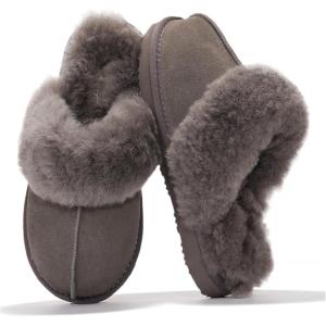 imageProject Cloud Genuine Leather Slippers for Women Footwear with Real Sheep Wool Lining Womens Clogs ampamp Mule  NonSlip IndoorOutdoor Scuff Womens Slippers with Memory Foam Insole HenkaFrost Suede