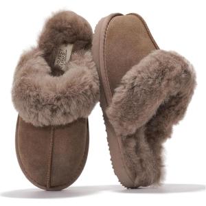 imageProject Cloud Genuine Leather Slippers for Women Footwear with Real Sheep Wool Lining Womens Clogs ampamp Mule  NonSlip IndoorOutdoor Scuff Womens Slippers with Memory Foam Insole HenkaTaupe