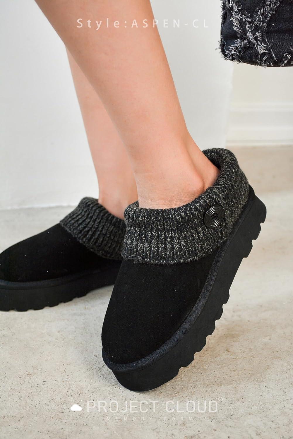 imageProject Cloud Womens Slippers with Memory Foam House Shoes ampamp Fuzzy Slippers  Nonslip Fur Lining House Shoes for Women Footwear Aspened