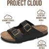 imageProject Cloud Genuine Leather Flat Sandals Women 2025 Beach Essentials Womens Sandals Memory Foam Vacation Essentials Slides for Women Footwear VenitaBlack