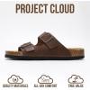 imageProject Cloud Genuine Leather Flat Sandals Women 2025 Beach Essentials Womens Sandals Memory Foam Vacation Essentials Slides for Women Footwear VenitaBrown Distressed