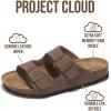 imageProject Cloud Genuine Leather Flat Sandals Women 2025 Beach Essentials Womens Sandals Memory Foam Vacation Essentials Slides for Women Footwear VenitaTan