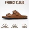 imageProject Cloud Genuine Leather Flat Sandals Women 2025 Beach Essentials Womens Sandals Memory Foam Vacation Essentials Slides for Women Footwear VenitaCognac