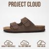 imageProject Cloud Genuine Leather Flat Sandals Women 2025 Beach Essentials Womens Sandals Memory Foam Vacation Essentials Slides for Women Footwear VenitaTan