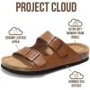 imageProject Cloud Genuine Leather Flat Sandals Women 2025 Beach Essentials Womens Sandals Memory Foam Vacation Essentials Slides for Women Footwear VenitaCognac