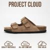 imageProject Cloud Genuine Leather Flat Sandals Women 2025 Beach Essentials Womens Sandals Memory Foam Vacation Essentials Slides for Women Footwear VenitaChestnut