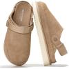 imageProject Cloud Genuine Suede Clogs for Women  Memory Foam Womens Clogs ampamp Mules with Adjustable Straps  Lightweight Platform Shoes NonSlip Slides GoldstarSand Suede