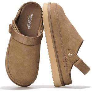 imageProject Cloud Genuine Suede Clogs for Women  Memory Foam Womens Clogs ampamp Mules with Adjustable Straps  Lightweight Platform Shoes NonSlip Slides GoldstarKhaki Suede